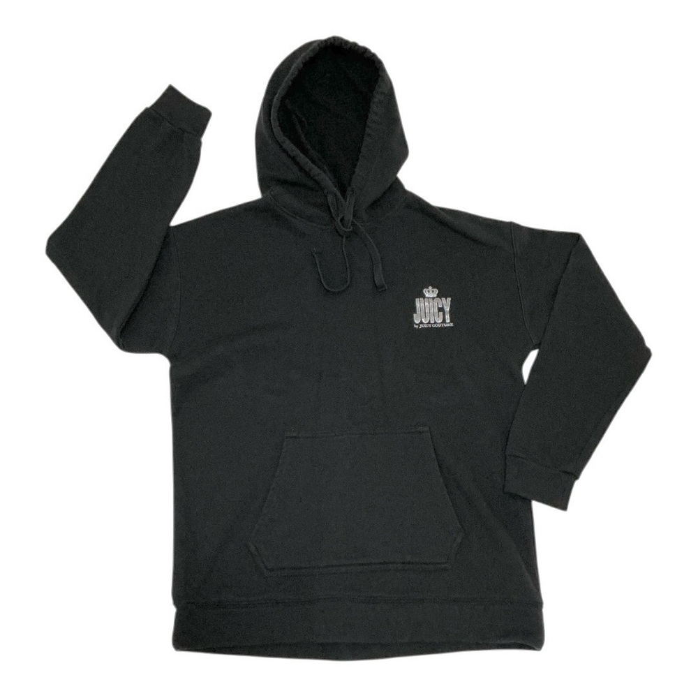 Juicy By Juicy Couture Pullover Hoodie Jet Black Size M Silver Crown Logo